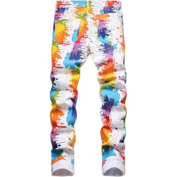 Men's Casual Stylish Straight Slim Fit Jeans Young Hiphop Skinny Denim Pants - Picture 2 of 7